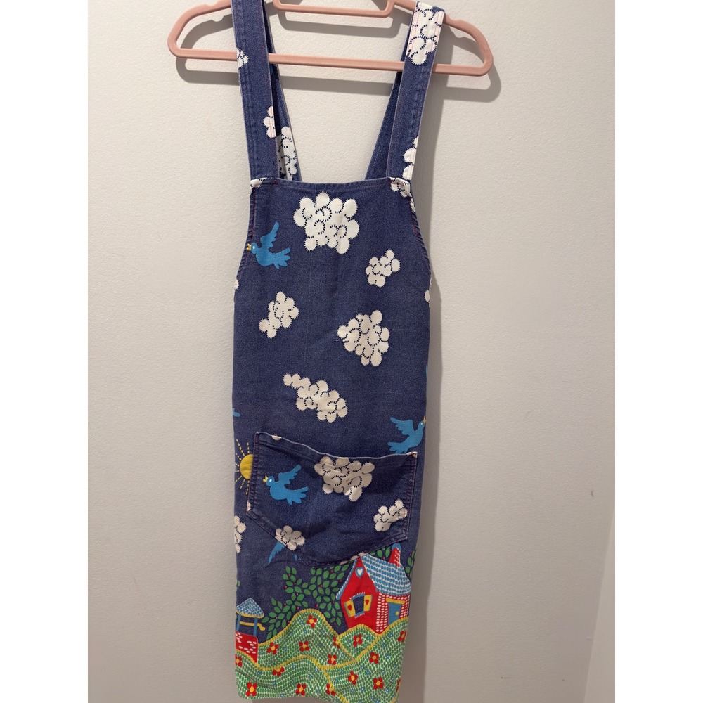 Vintage Cottagecore Bluebird House Denim Apron One Size